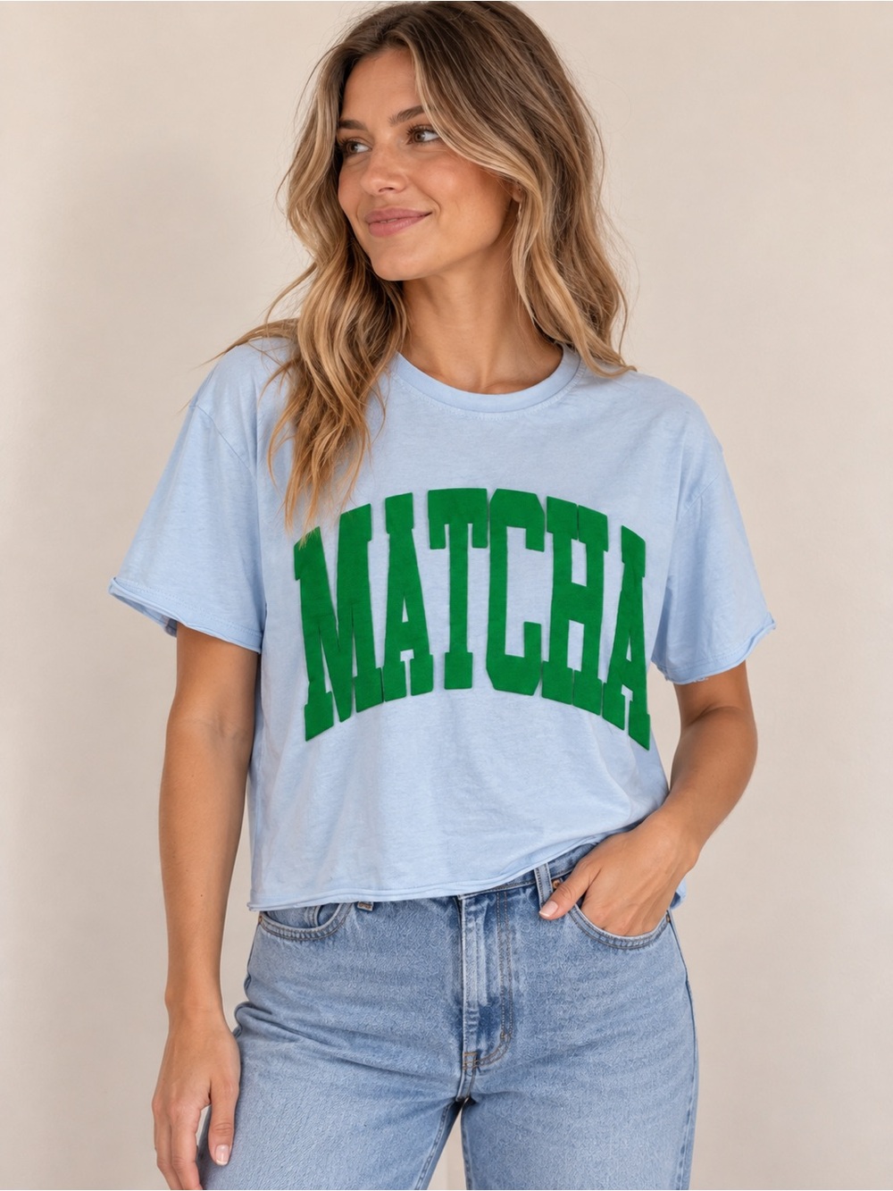 Day Break Women’s Matcha Graphic Cropped T-Shirt Size M